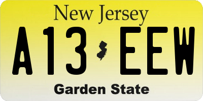 NJ license plate A13EEW