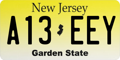 NJ license plate A13EEY