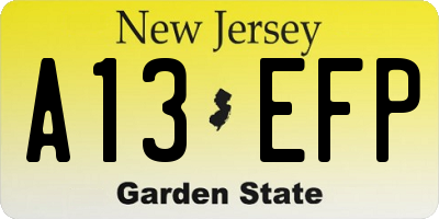 NJ license plate A13EFP