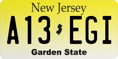NJ license plate A13EGI
