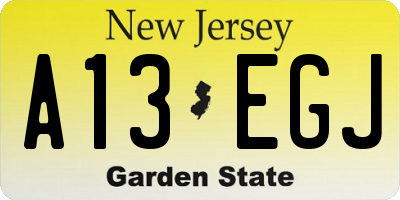 NJ license plate A13EGJ