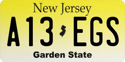 NJ license plate A13EGS