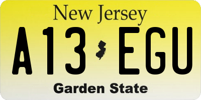 NJ license plate A13EGU