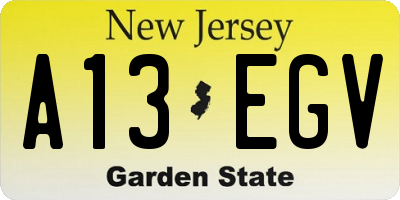 NJ license plate A13EGV