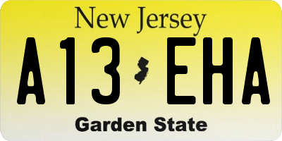 NJ license plate A13EHA
