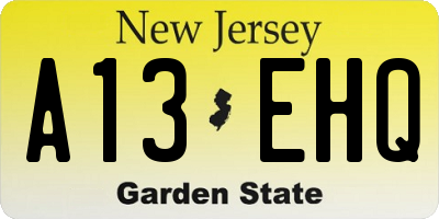 NJ license plate A13EHQ