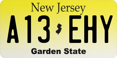NJ license plate A13EHY