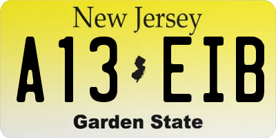 NJ license plate A13EIB