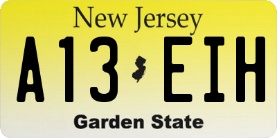NJ license plate A13EIH