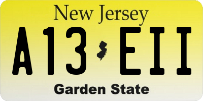 NJ license plate A13EII