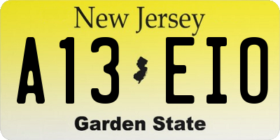 NJ license plate A13EIO