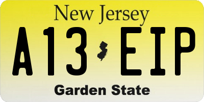 NJ license plate A13EIP