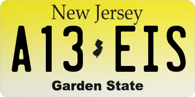 NJ license plate A13EIS