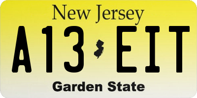 NJ license plate A13EIT