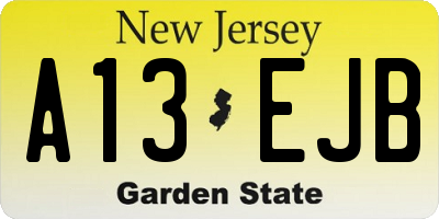 NJ license plate A13EJB