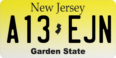 NJ license plate A13EJN