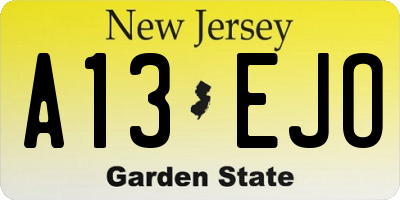NJ license plate A13EJO