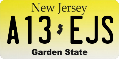 NJ license plate A13EJS