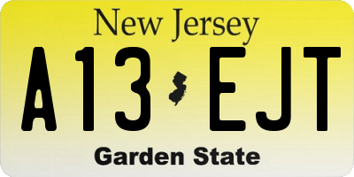 NJ license plate A13EJT
