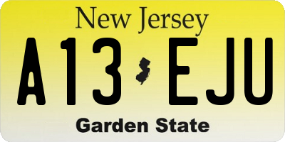 NJ license plate A13EJU