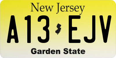 NJ license plate A13EJV