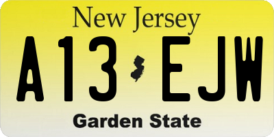NJ license plate A13EJW