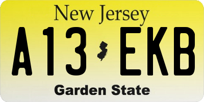 NJ license plate A13EKB
