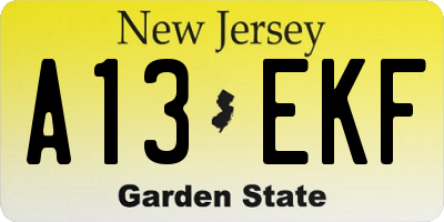 NJ license plate A13EKF
