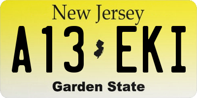 NJ license plate A13EKI
