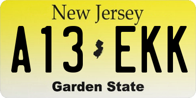 NJ license plate A13EKK