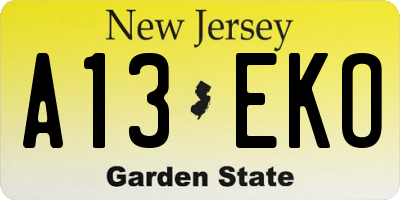 NJ license plate A13EKO