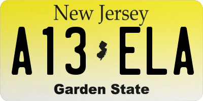 NJ license plate A13ELA