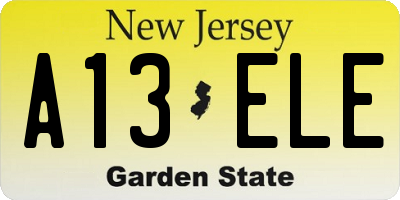 NJ license plate A13ELE