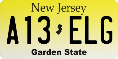 NJ license plate A13ELG