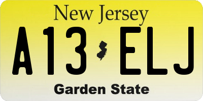 NJ license plate A13ELJ