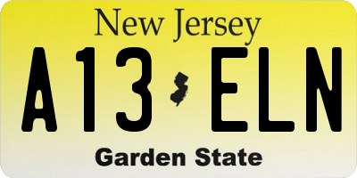 NJ license plate A13ELN