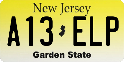 NJ license plate A13ELP