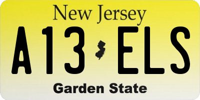 NJ license plate A13ELS