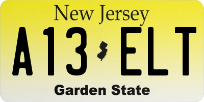 NJ license plate A13ELT