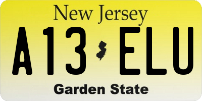 NJ license plate A13ELU