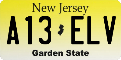 NJ license plate A13ELV