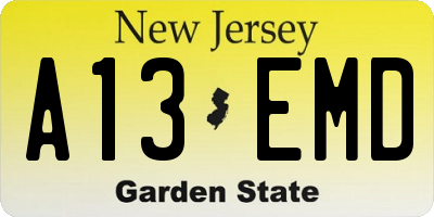 NJ license plate A13EMD