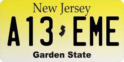 NJ license plate A13EME