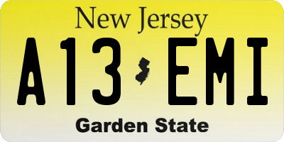 NJ license plate A13EMI