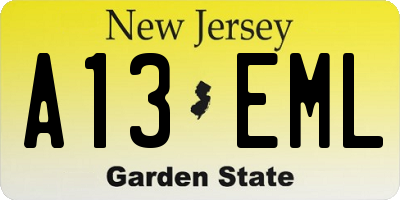 NJ license plate A13EML