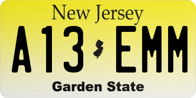 NJ license plate A13EMM