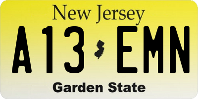 NJ license plate A13EMN