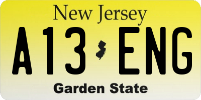 NJ license plate A13ENG