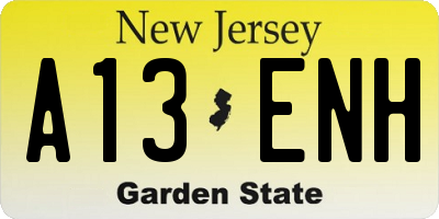NJ license plate A13ENH