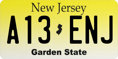 NJ license plate A13ENJ